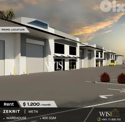 400 SQM Warehouse for RENT in Zekrit!