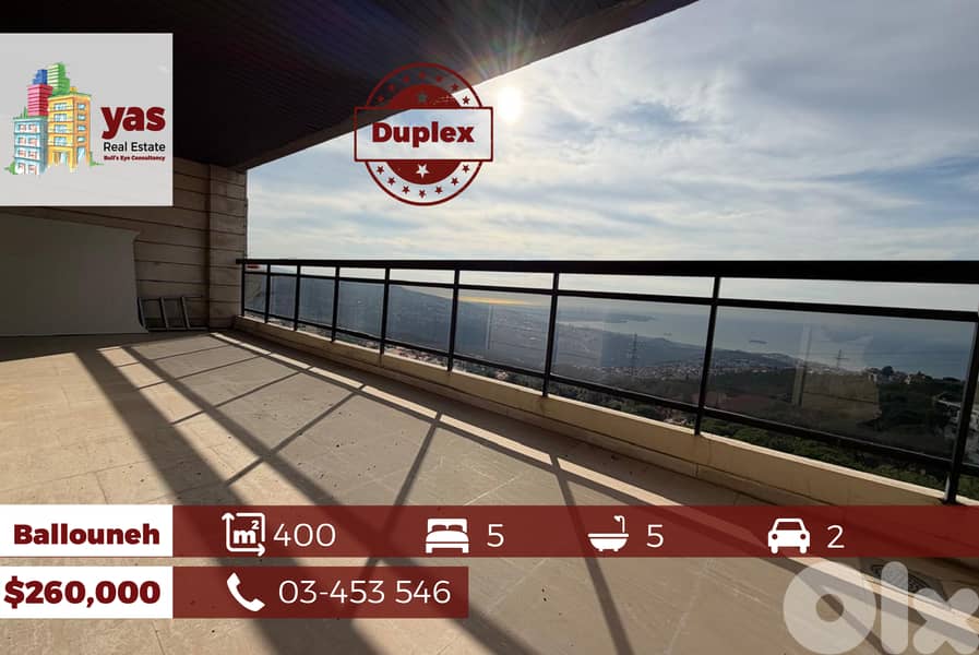 Ballouneh 400m2 Duplex | Prime Location | Panoramic View | Catch |TYT 0