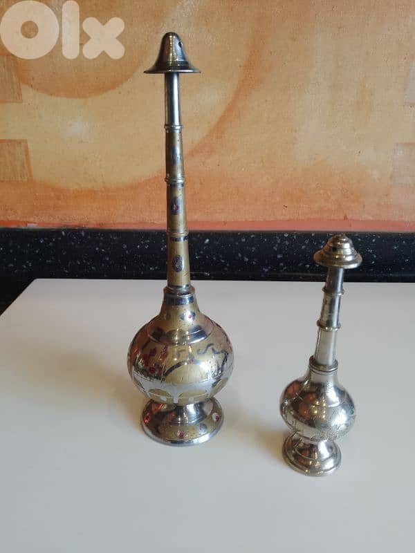 Vintage Handmade Brass Rose Water Sprinkler, Indian Design 0