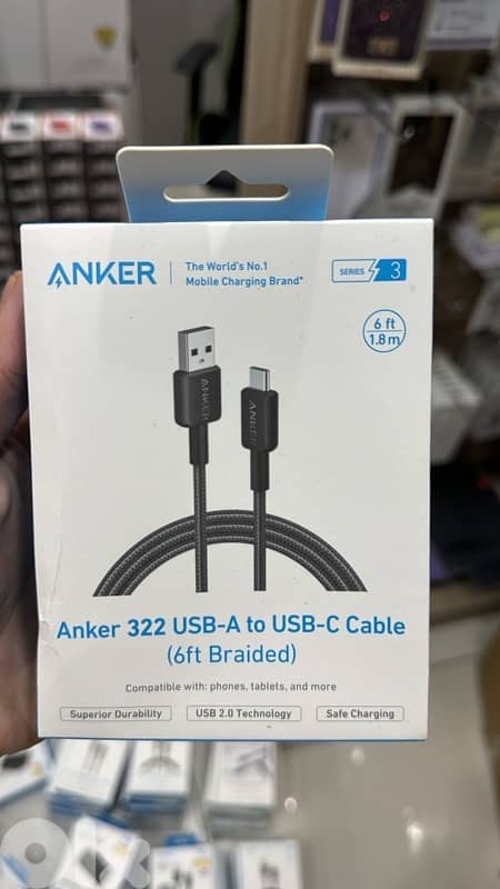 Anker 322 usb-a to usb-c braided cable 6ft 0