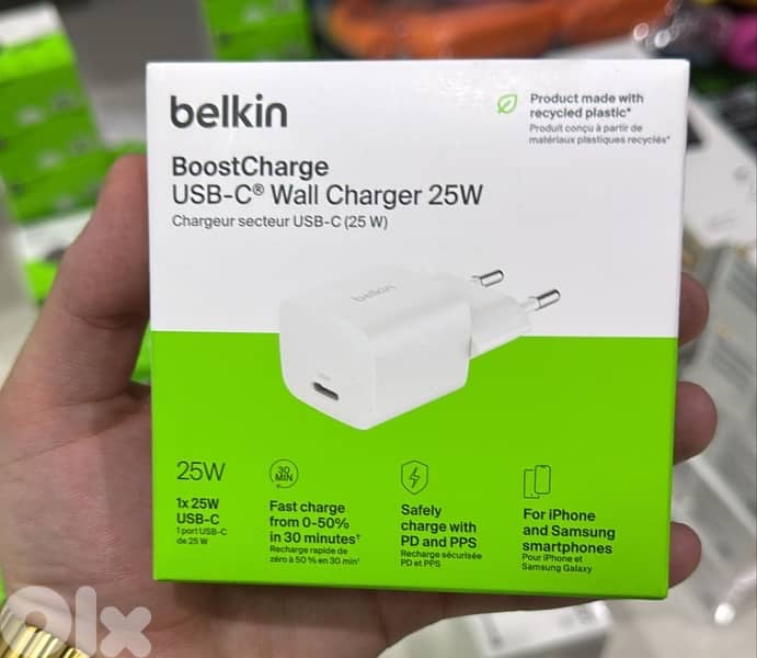 Belkin Boostcharge usb-c wall charger 25w 2pin white 10$ 0