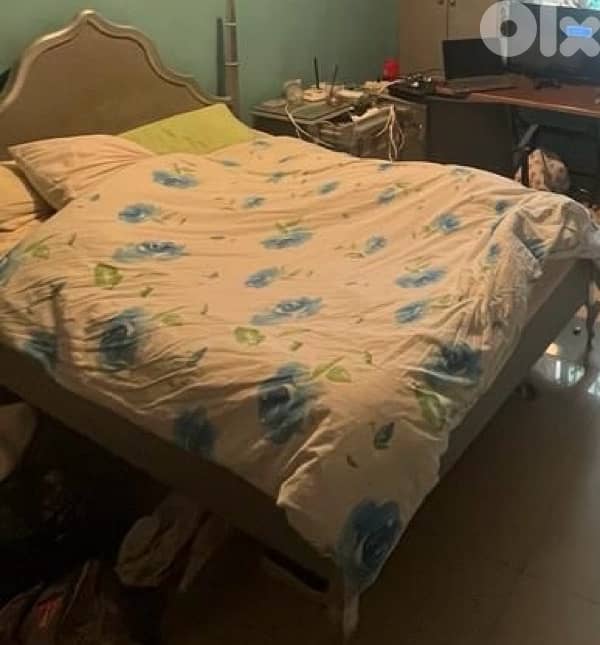 130cm bed wood frame silver grey color 0