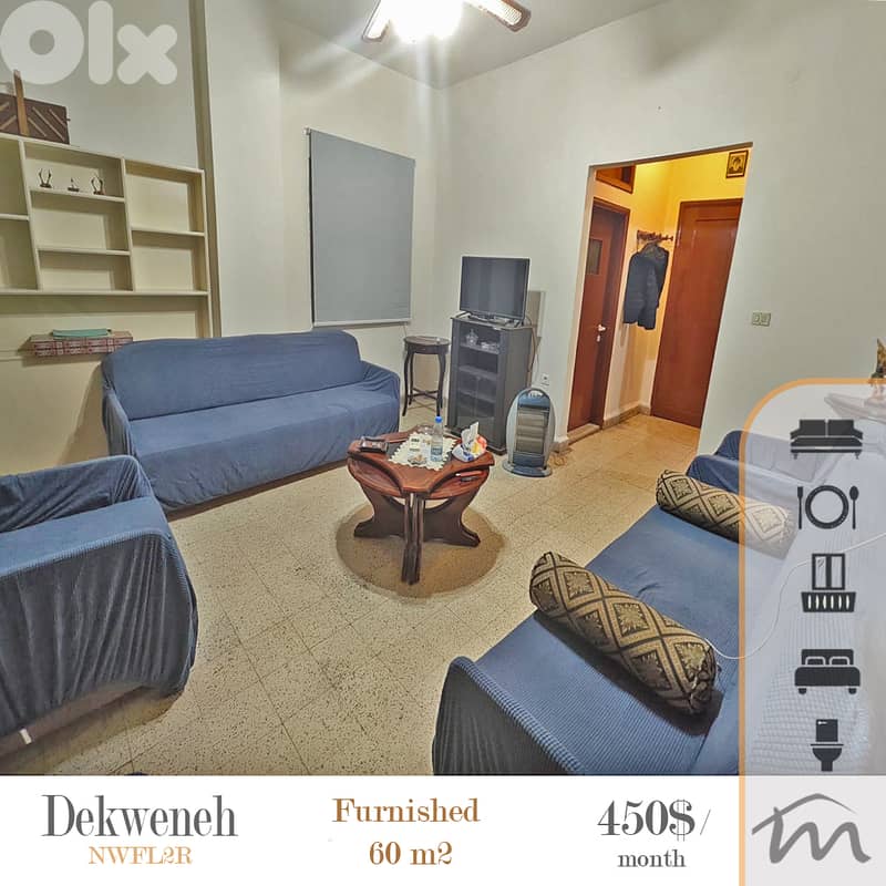 Dekweneh | Furnished-Equipped 1 Bedroom Apartment | Balcony | Catch 0