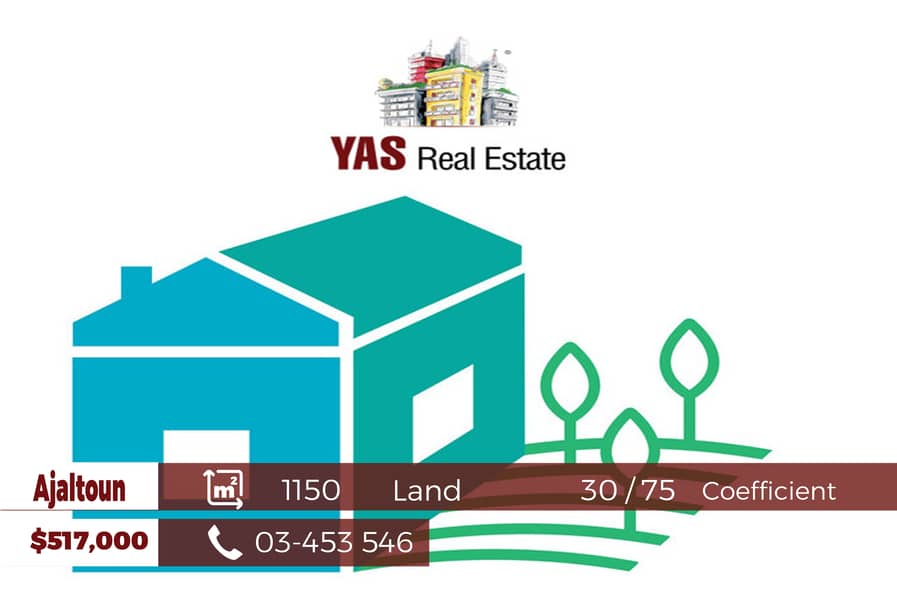 Ajaltoun 1150m2 | Flat land | Calm Area | 30 / 75 | WA | 0