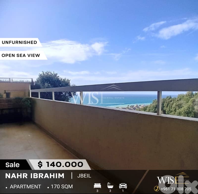 170 SQM Apartment for SALE in Nahr Ibrahim! 0