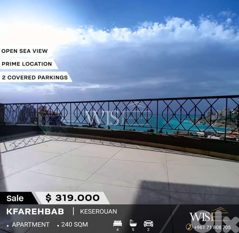 Stunning 240 SQM Apartment for SALE in Kfarhbab! 0