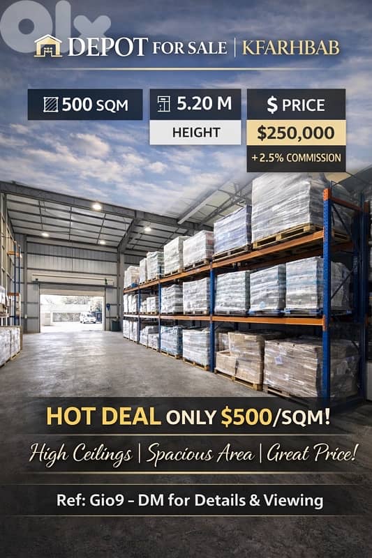 HOT DEAL| Warehouse for sale Kfarhbab 0