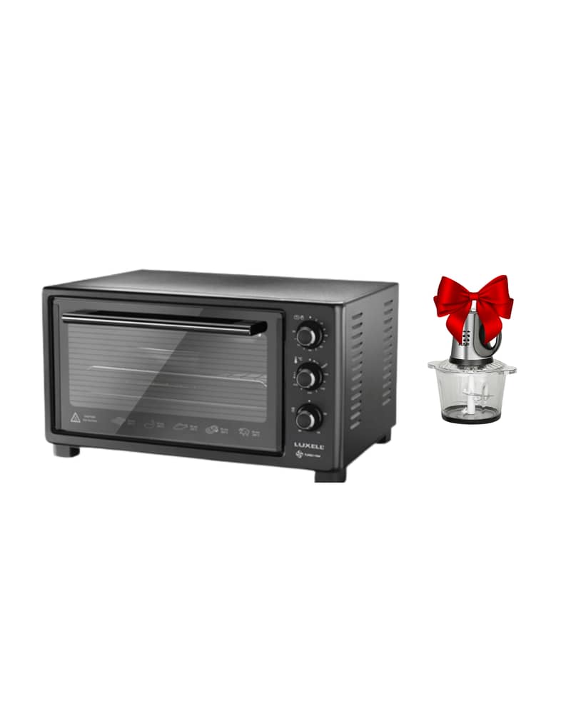 Luxell Electric Oven 50L Double Glass + Fan/Light + gift food chopper 0