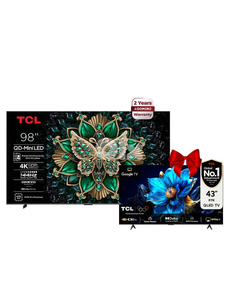 TCL MiniLED 98” Google TV + FREE TCL 43” Qled P7K 2 yrs warranty 0