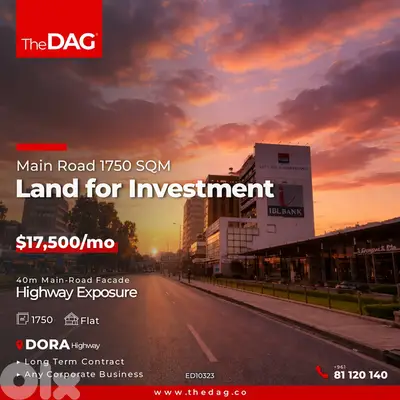 Highway Frontage 1750 SQM Land for Rent in Dora أرض للايجار