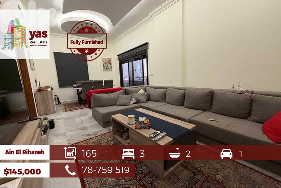Ain El Rihaneh 165m2 | Mint Condition | Fully Furnished | EL | 0