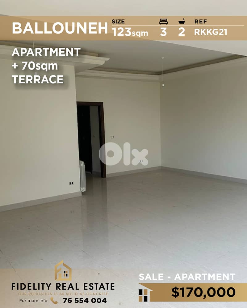 Apartment for sale in Ballouneh RKKG21 شقة للبيع في بلونة 0