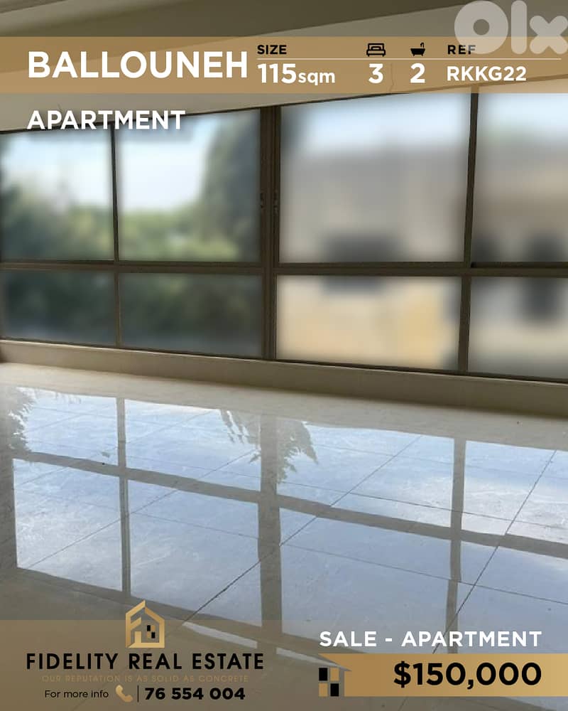 Apartment for sale in Ballouneh RKKG22 شقة جديدة للبيع في بلونة 0
