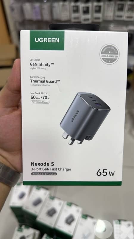Ugreen Nexode S 65w 3-port Gan Fast Charger 3pin (2xusb-c,1xusb-a) 0