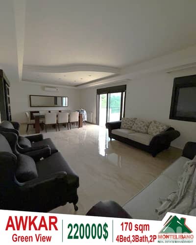 170 sqm Apartment For Sale in Awkar عوكر with Green View