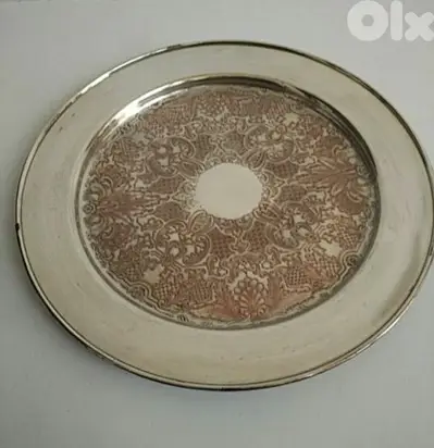 Old silver-plated tray plate (Made in England) - Not Nogotiable
