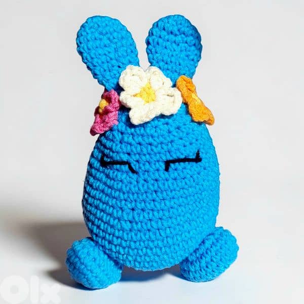 handmade crochet easter bunny egg decor cream pink blue green orange 4