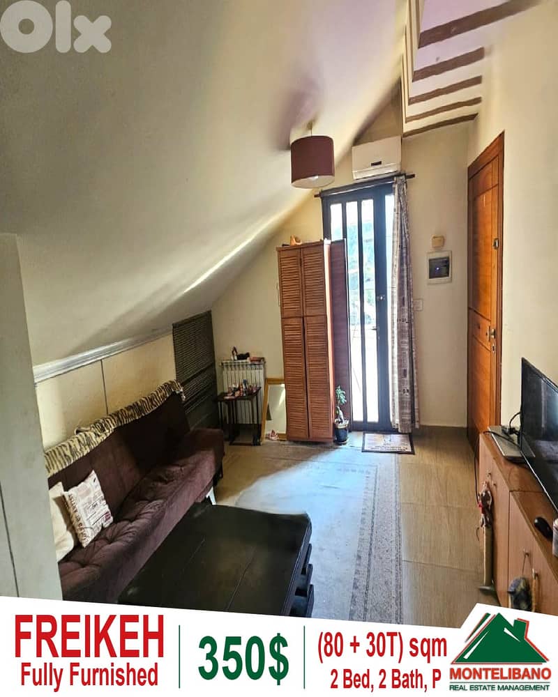 80 sqm Roof For Rent in Freikeh with 30 sqm Terrace 0