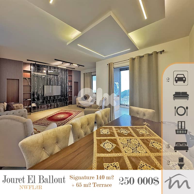 Jouret El Ballout | Signature 140m² + 65m² Terrace | Building Age 5 0