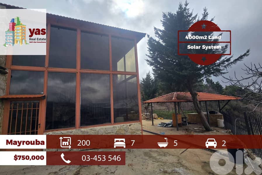 Mayrouba 200m2 | 4000m2 Land | Mountain View | Villa | Luxury | DA 0