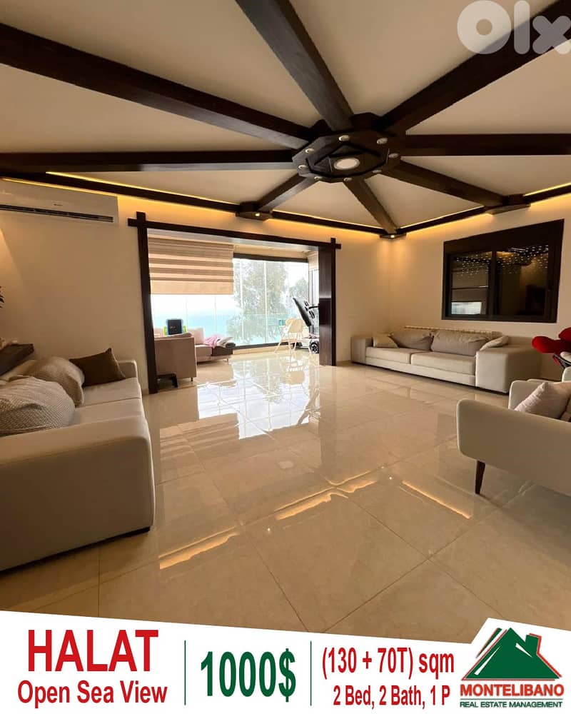 130 sqm Apartment For Rent in Halat with 70 sqm Terrace and Open View 0