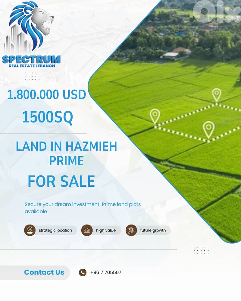 LAND FOR SALE IN HAZMIEH PRIME, ZONE 50/165, (HA-526) 0