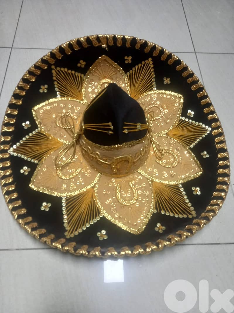 Original Sombrero Mariachi Hat made in Mexico in black and Gold Colour 0