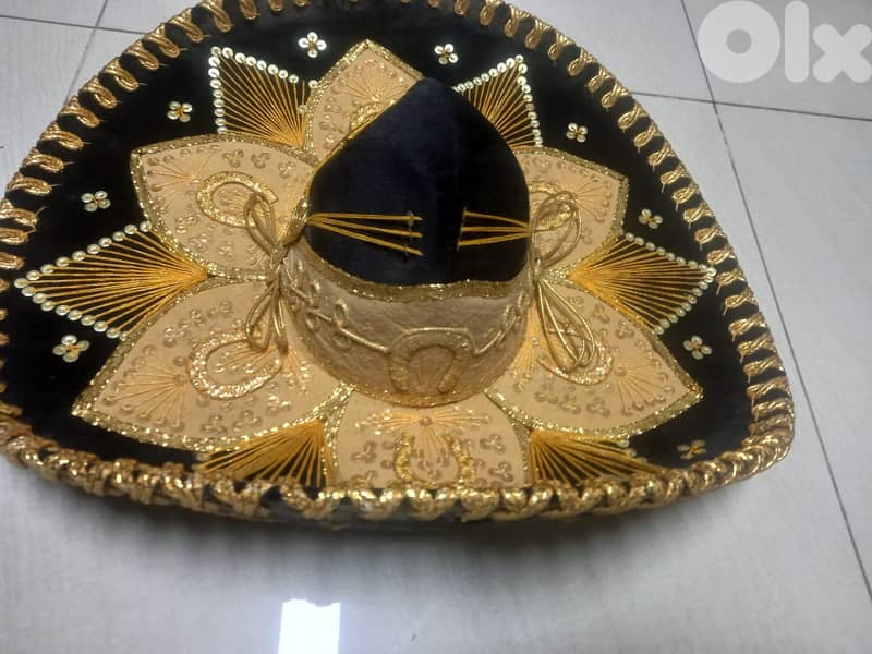 Original Sombrero Mariachi Hat made in Mexico in black and Gold Colour 1