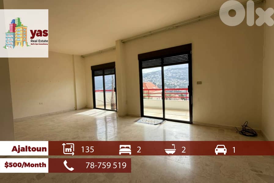 Ajaltoun 135m2 | Rent | Well Maintained | Mountain View | Catch | EL 0