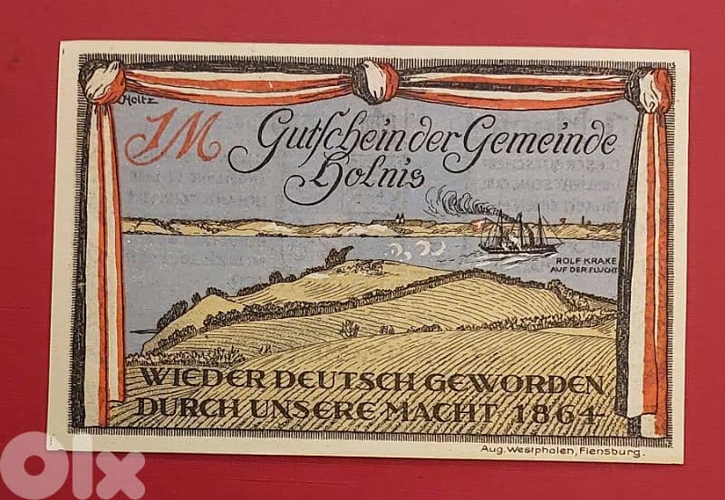 Germany Holnis 1920 1 Mark old vantage emergency banknote 1