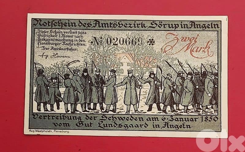 Germany Sőrup 1920 2 Mark old vantage emergency banknote 0