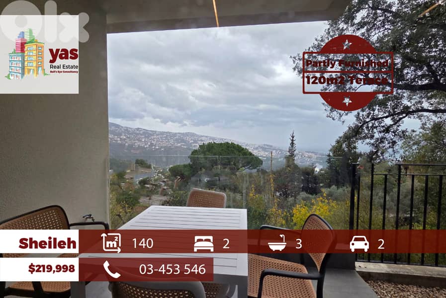 Sheileh 140m2 | 120m2 Terrace | Semi Furnished | Luxiry |Open View |TO 0