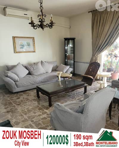 190 sqm Apartment For Sale in Zouk Mosbeh ذوق مصبح  with City View