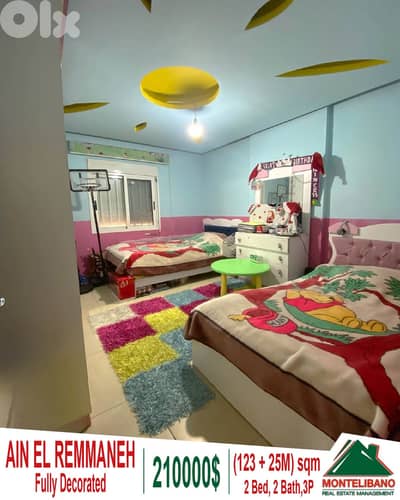 123 sqm Apartment For Sale in Ain El Remmaneh with 25 sqm Mezzanine