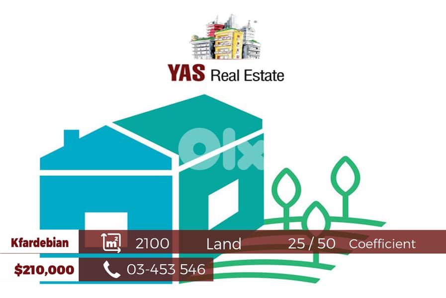 Kfardebian 2100m2 | Flat land With A Building | 25 / 50 | Prime Area | 0