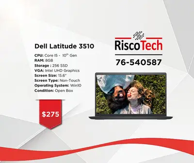 Dell Latitude 3510 15.6” - Core i5-10TH – RAM 8GB – SSD 256GB - لابتوب