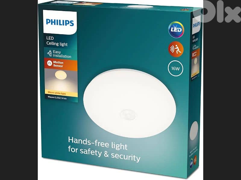 PHILIPS LED Mauve Ceiling Light with Motion Sensor 0