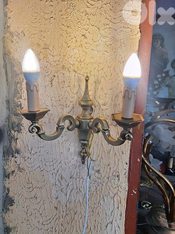 pair of brass wall lights 0