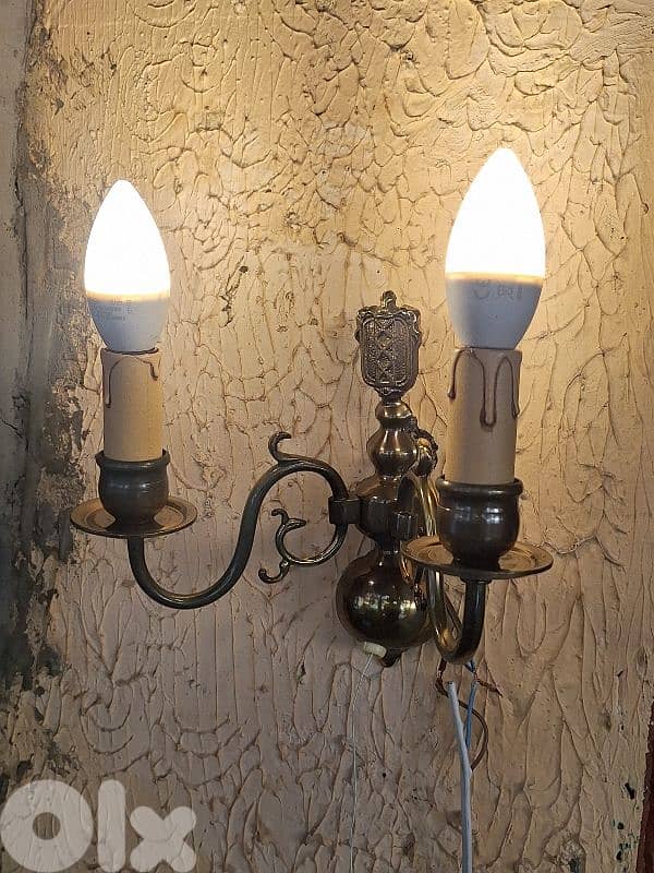 2 antique french bronze wall lights 0