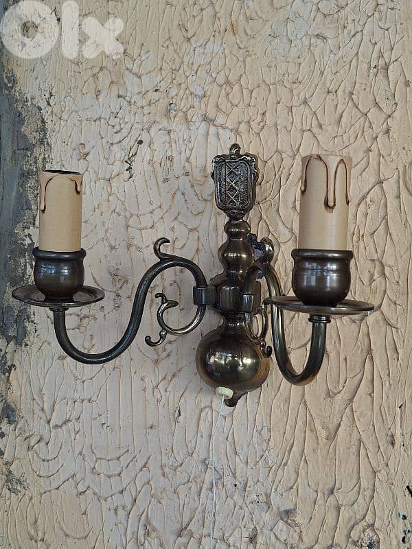 2 antique french bronze wall lights 2