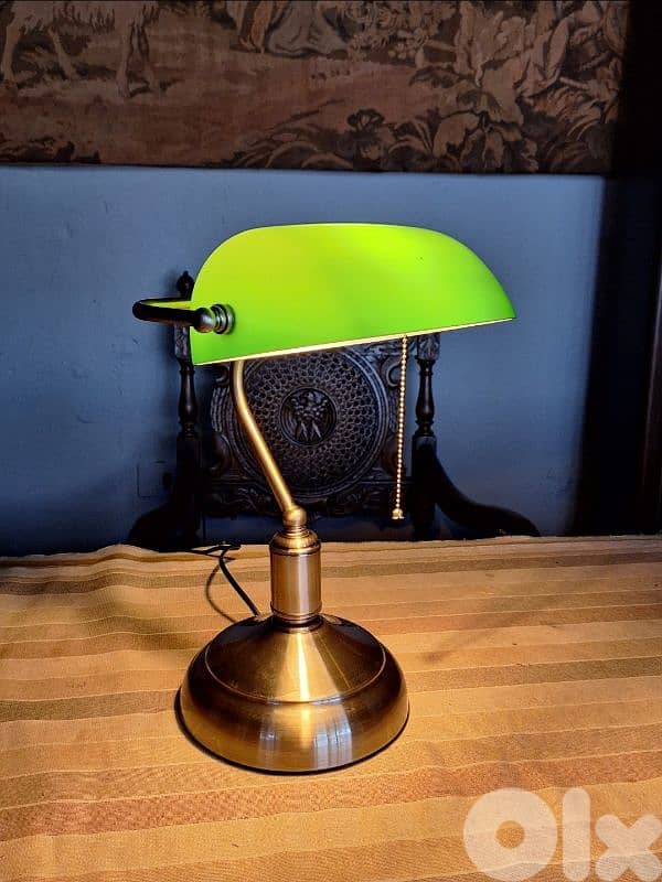 antique green opaline lamp 0