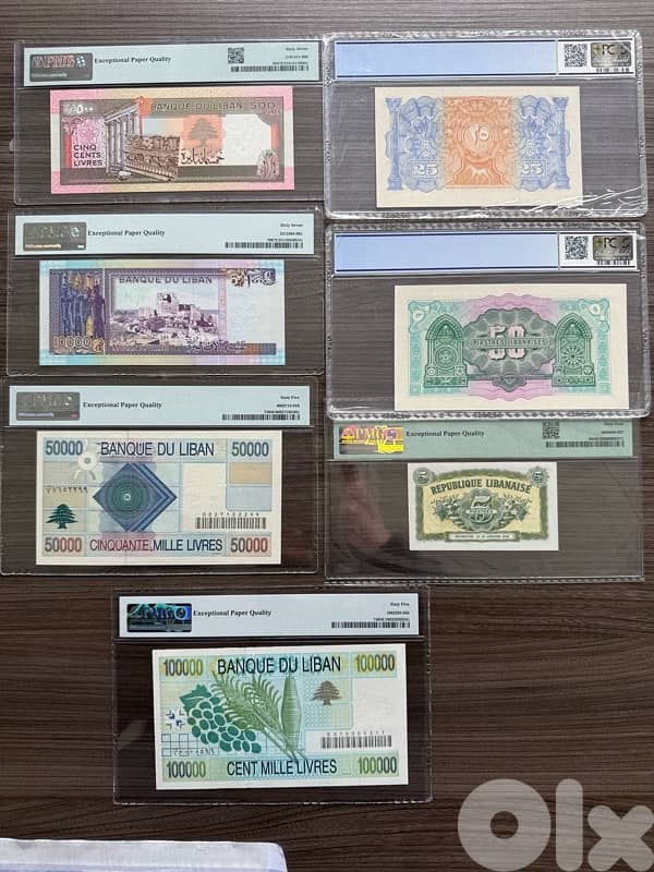 Currency Lot for sale Graded Piastres Lira Lebanese 1
