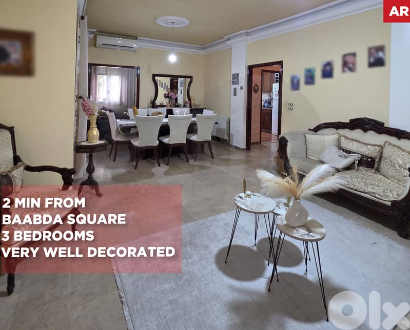 4 balconies/ 1 Entrance/Baabda Town/بعبدا ! REF#AR133189 ! 0