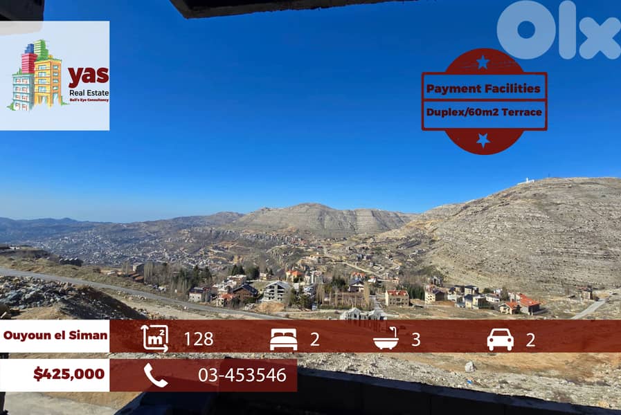 Ouyoun El Siman 128m2 | 60m2 Garden | Payment Facilities | DA/TA 0