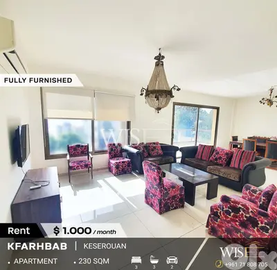 230 SQM Apartment for RENT in kfarhbab!