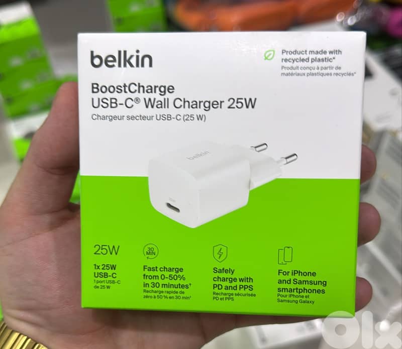 Belkin Boostcharge usb-c wall charger 25w 2pin white 10$ 0