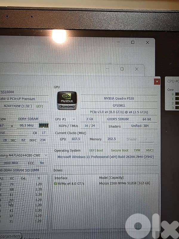 LENOVO THINKPAD P15S WORKSTATION CPU I7 RAM 20 GB VGA QUADRO 10