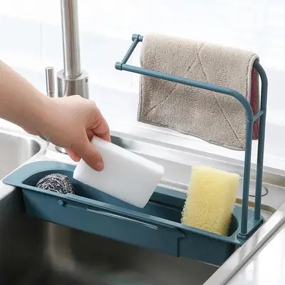 Adjustable Sink Storage Rack with Towel Holder