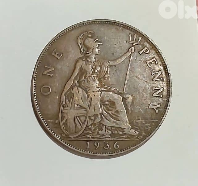 England 1936 King George V large bronze penny coin 1