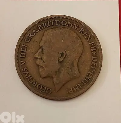 England 1913 King George V large bronze penny coin
